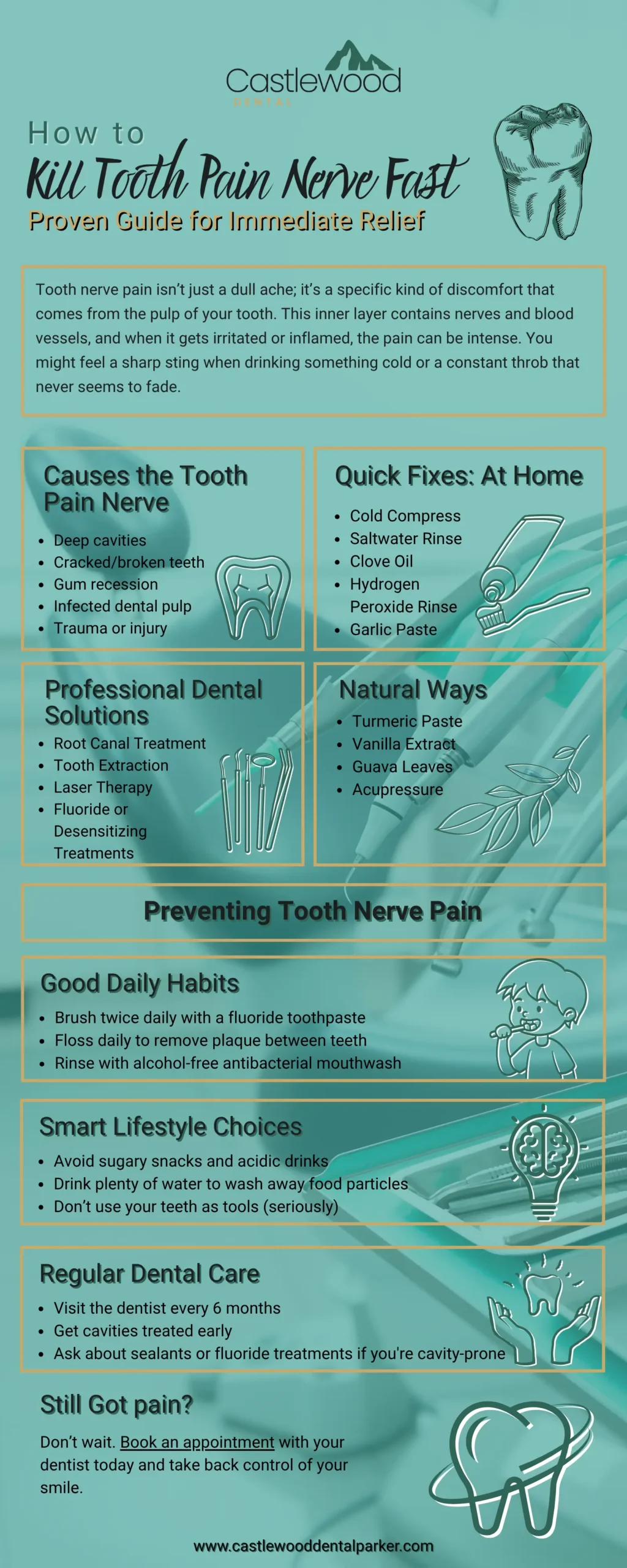 infographic on how to Kill Tooth Pain Nerve Fast